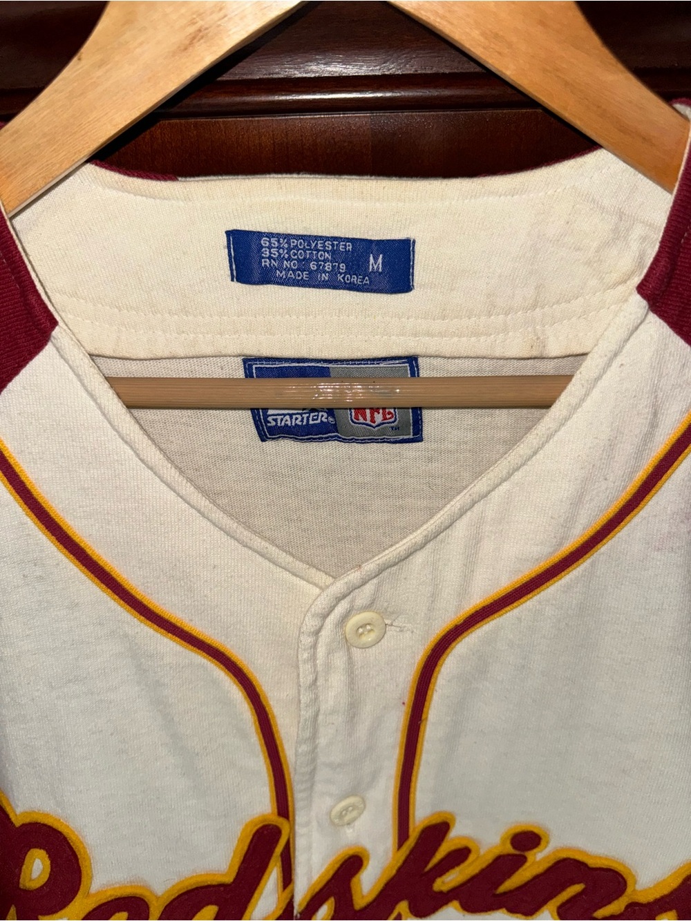 Retro style 90’s Starter NFL Washington Redskins Baseball Jersey Original Logo - Picture 2 of 5